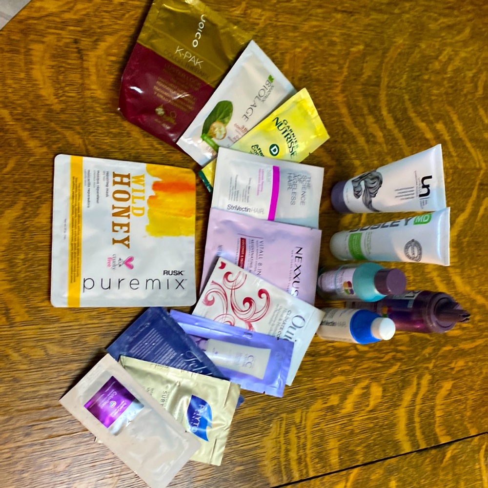 Lot of prestige hair products: shampoo conditioner masks